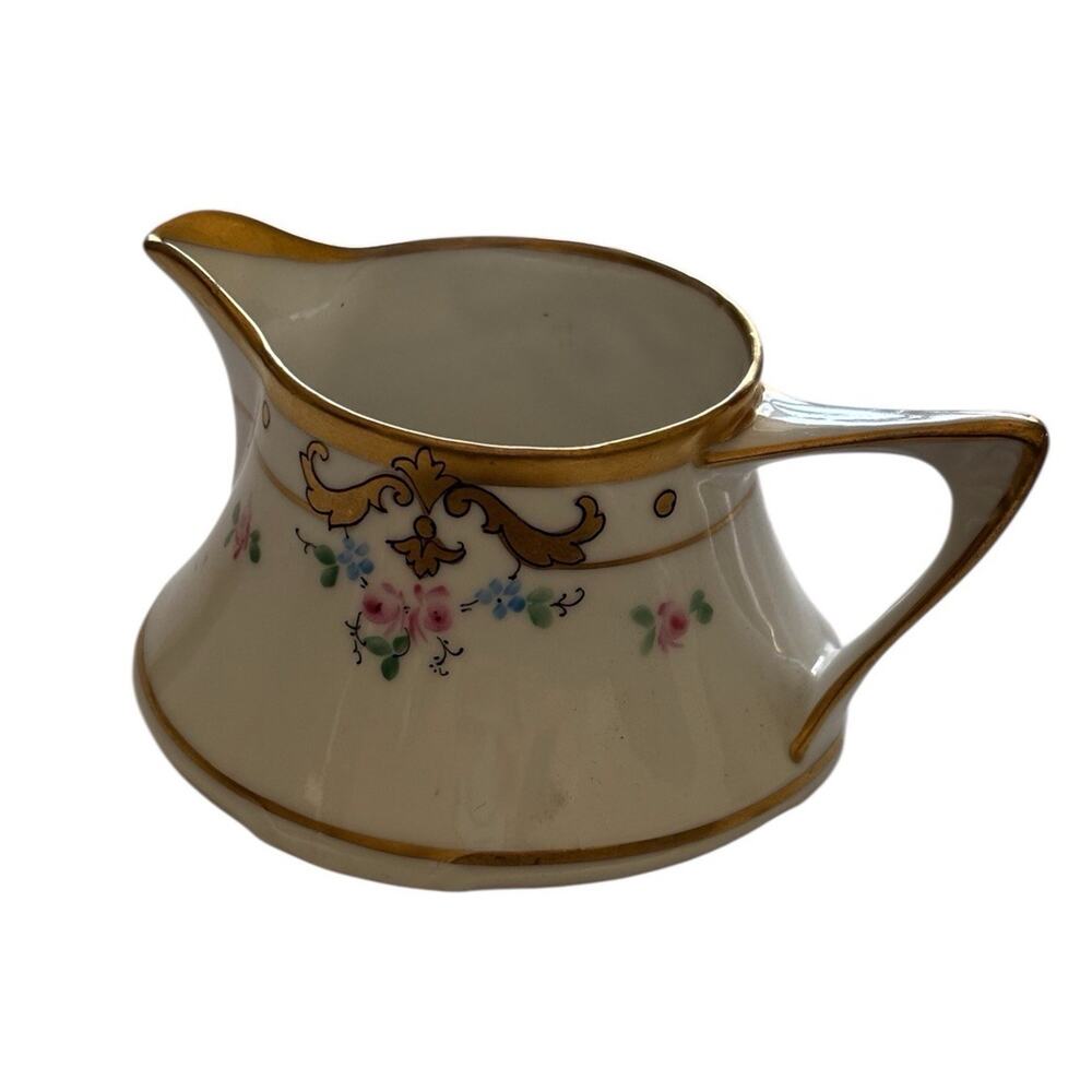 W A Pickard China Hand Painted Lidded Sugar & Creamer Antique Floral Gold Trim - Picture 5 of 7